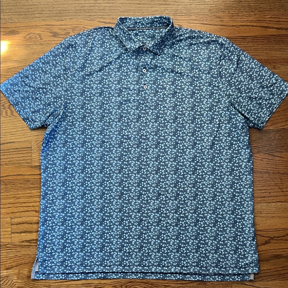 johnnie-O Navy Floral Performance Polo Shirt